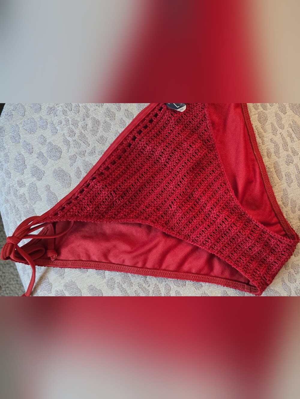 Hollister NWT Crimson Red Crochet Bikini Bottoms, L